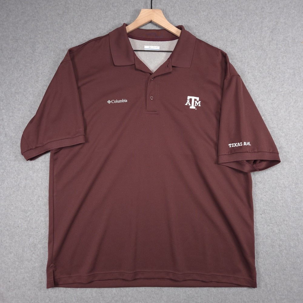 Texas A&M Mens Size XL Maroon Columbia PFG Performance Fishing Gear Vented Shirt